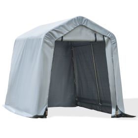 Outsunny 6' x 8' Carport Portable Garage, Heavy Duty Storage Tent, Patio Storage Shelter w/ Anti-UV PE Cover and Double Zipper Doors, for Motorcycle B