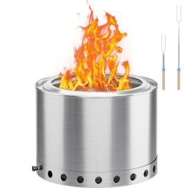 19.5 inch Low Smoke Fire Pit Outdoor Personal Fireplace with Portable Waterproof Cover and Roasting Stickers