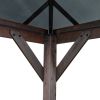 10' x 13' Hardtop Wood Gazebo for Patios, Outdoor Framed Gazebo with Polycarbonate Double Roof Canopy, Solid Wooden Framed Gazebo with Privacy Curtain