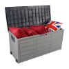 75gal 260L Outdoor Garden Plastic Storage Deck Box Chest Tools Cushions Toys Lockable Seat