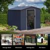 Outdoor Storage Shed 8 x 6 FT Large Metal Tool Sheds, Heavy Duty Storage House with Sliding Doors with Air Vent for Backyard Patio Lawn to Store Bikes