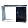 Firewood Storage Shed, Outdoor Firewood Rack, Outdoor Storage Shed with Log Holder, Firewood Shelter for Patio, Anthracite Galvanized Steel