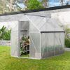 6x8 FT Polycarbonate Greenhouse, Outdoor Walk-in Green House with Vent Window, Hinged Door, Rain Gutter, Heavy-Duty Aluminum Hot House for Backyard Ga