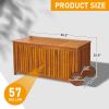 57 Gallon Outdoor Wood Storage Container with 2 Wheels, 2 in 1 Mutifunctional Garden Storage Bench Pool Deck Box, Indoor Outdoor Yard Patio Seat Conta