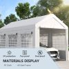 10' x 20' Party Tent and Carport, Height Adjustable Portable Garage, Outdoor Canopy Tent 8 Legs with Sidewalls for Car, Truck, Boat, Motorcycle, Bike,