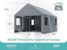 20 * 20 Heavy Duty Carport Canopy - 2 Box Extra Large Portable Car Tent Garage with Roll-up Windows and All-Season Tarp Cover,Removable Roof &Side Wal