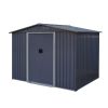 Outdoor Storage Shed 8 x 6 FT Large Metal Tool Sheds, Heavy Duty Storage House with Sliding Doors with Air Vent for Backyard Patio Lawn to Store Bikes