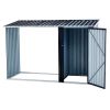 Firewood Storage Shed, Outdoor Firewood Rack, Outdoor Storage Shed with Log Holder, Firewood Shelter for Patio, Anthracite Galvanized Steel