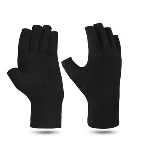 1pair Arthritis Fingerless Compression Gloves; Outdoor Half Finger Knuckle Pressure Gloves (Buy A Size Up) (Color: Black, size: S)