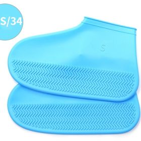 Waterproof Shoe Cover; Reusable Non-Slip Foldable Outdoor Overshoes For Rainy Days (Color: Sky Blue, size: 4)