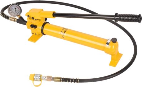 Hydraulic Hand Pump Single Acting Manual Hydraulic Lifting Pump CP-700 Hydraulic Lifting Pump with Pressure Guage (Color: Yellow)