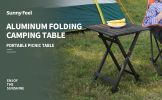 SUNNYFEEL Folding Camping Table - Lightweight Aluminum Portable Picnic Table, 18.5x18.5x24.5 Inch for Cooking, Beach, Hiking, Travel, Fishing, BBQ, In